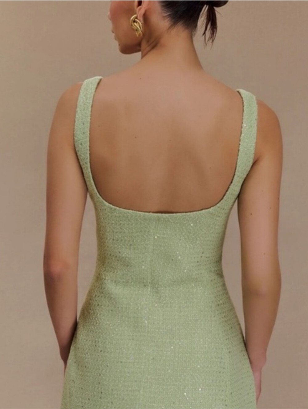New Meshki Beth Tweed Mini Dress Pastel Green Size Xs - Picture 3 of 6